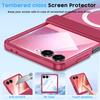 Magnetic Matte Protective Case with Tempered Glass Screen Protector and Hinge Protection for Samsung Galaxy Z Flip 7-Red