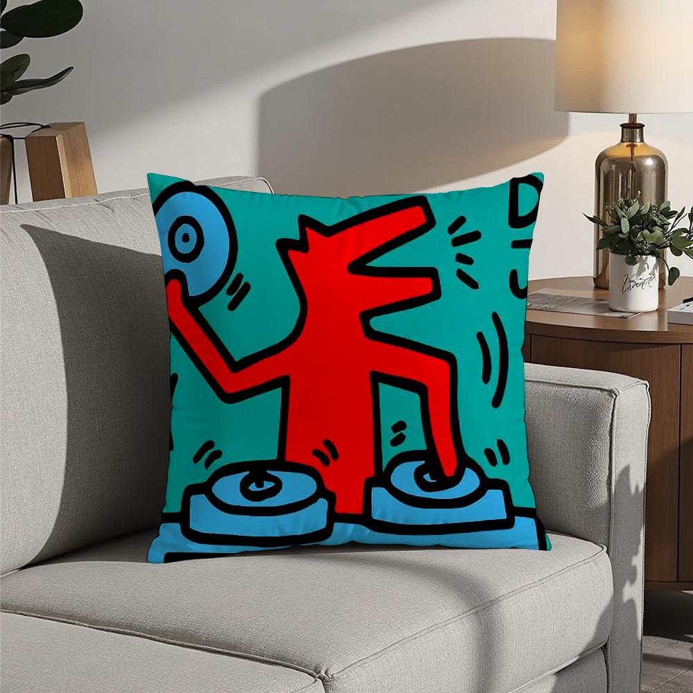 

Pop Art Figures Graffiti Colorful Pillow Case Plush Fabric Soft Pillowcase Double Sided Print Cushion Cover Household Gifts 12x12Inch