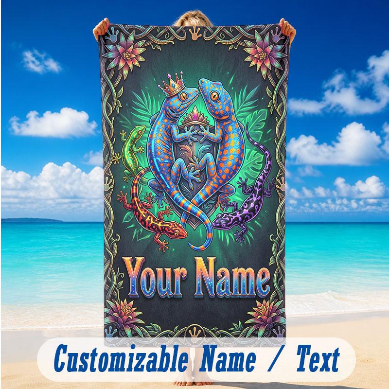 Fantasy Magic Theme Beach Towel Personalized Custom Name & Text Soft Quick Dry Beach Towel for Swimming Travel