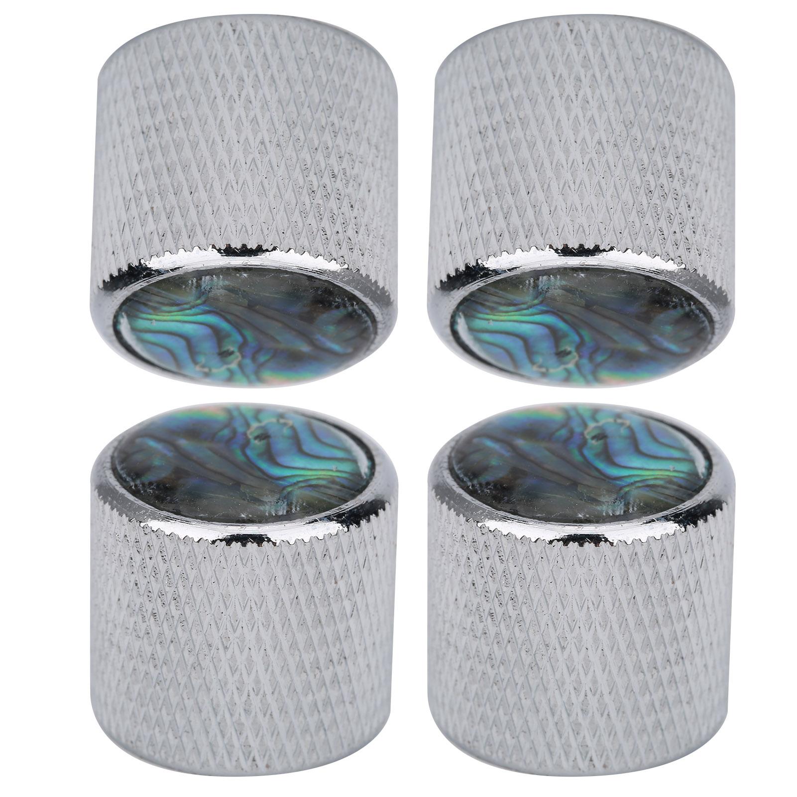 4 Pcs Electric Bass Knob Dome Metal High End Inlaid Volume Control Guitar Parts(White Black)