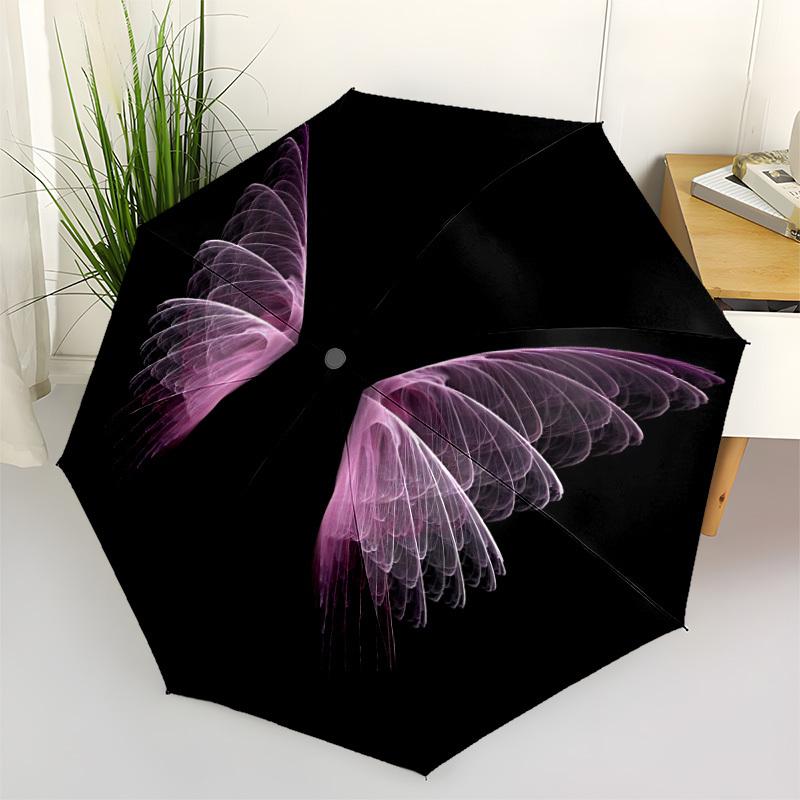 1pc Wings, Pink Folding Umbrella | Elegant Design, Fashionable Accessory, Durable Construction, Sturdy Ribs yy251107047