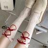 1 Paar Hohlspitze Damen Lange Strümpfe Modisch Vielseitig Geknotet Weiß Lolita-Stil Bequem Atmungsaktiv Lässige Socken