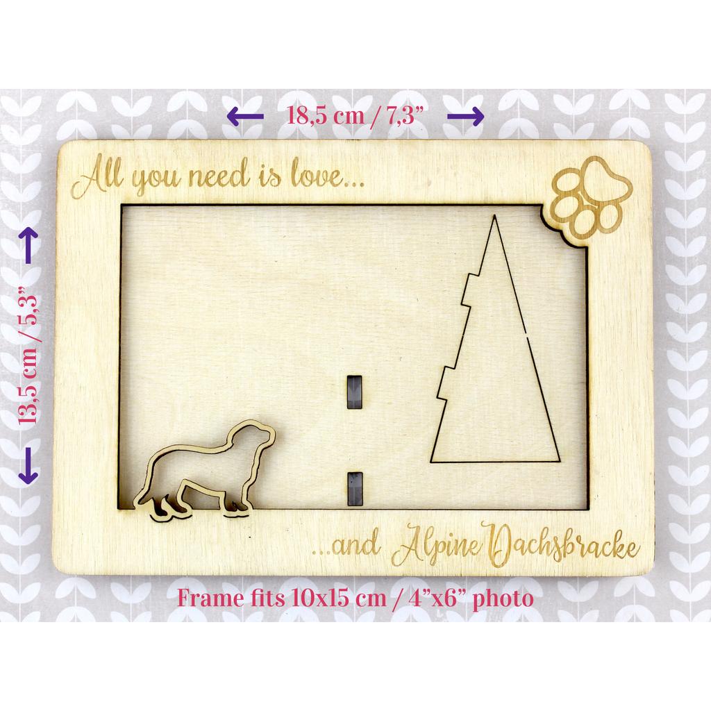 Alpine Dachsbracke - Photo frame, engraved wooden frame, a lovely gadget for the dog lover by Art-Dog