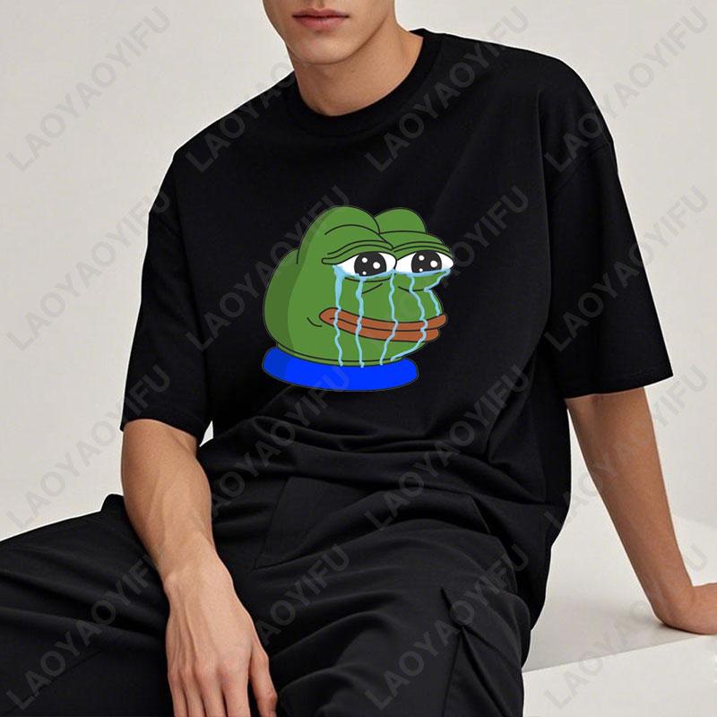 Sad Frog PEPE Funny Graphic T Shirts Summer Clothes for Man High Quality Cotton Short-sleev Tee-shirts Humor Camisetas Hombre