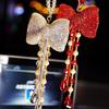 Bowknot Car Pendant Cute  Tassels Chain Rearview Mirror Ornament Pearl  Car Accessories