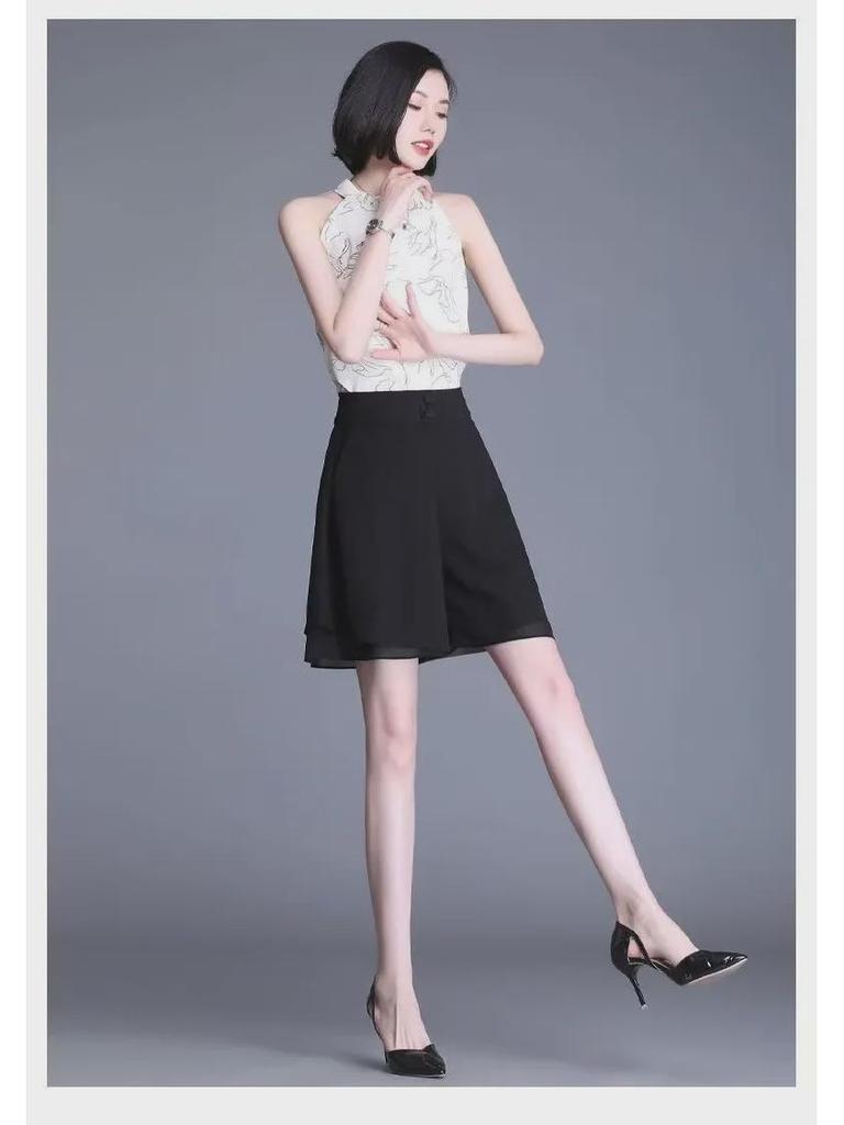 Women's Summer Chiffon A-Line Wide-Leg Shorts - Casual, Versatile, Slim & Lightweight