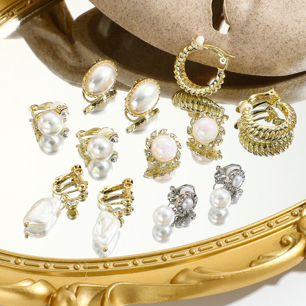 Earrings Simple Combination Metal Ear Clips No Ear Hole Premium Sense Vintage Ear Clips Trendy Earrings 2025 Lightweight Earrings for Sensitive Ears