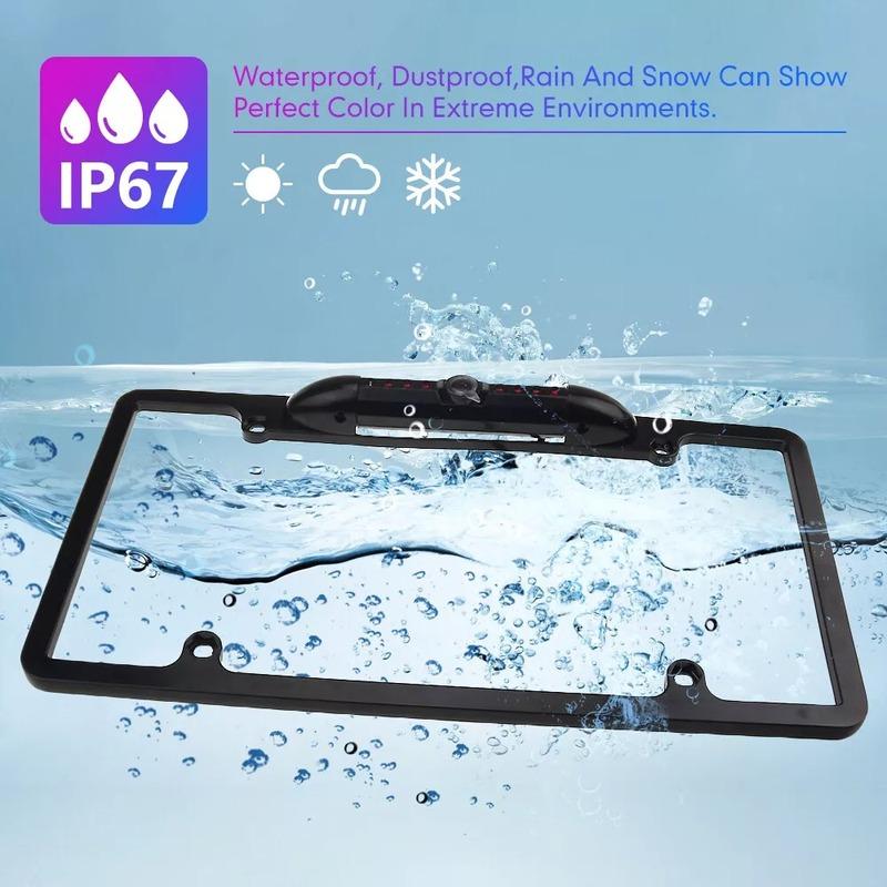 American License Plate Frame Waterproof Car Rear View Camera US Reverse Backup Camera IR Night Version Parking Assistance 8LED