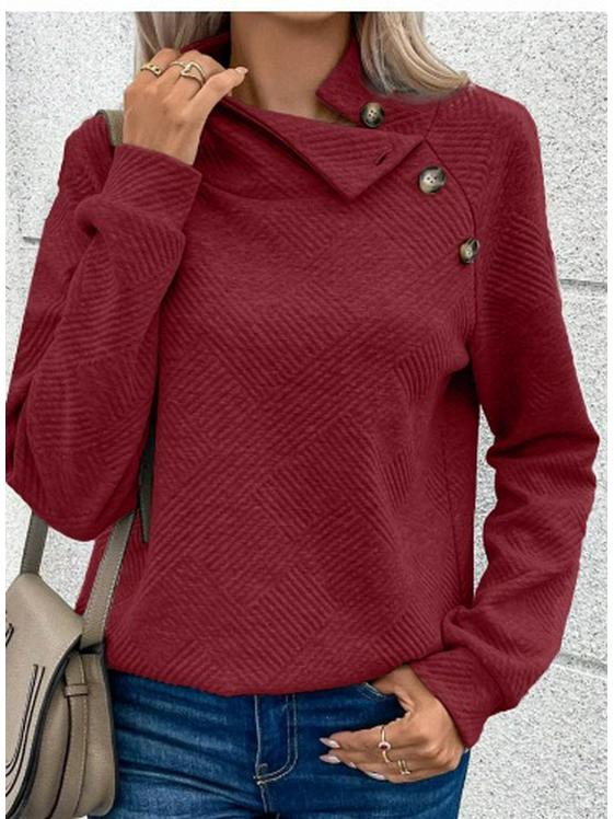 

2025 Euro-American High-Neck Long-Sleeve Casual Sweatshirt - Autumn/Winter Collection L вина червоного кольору
