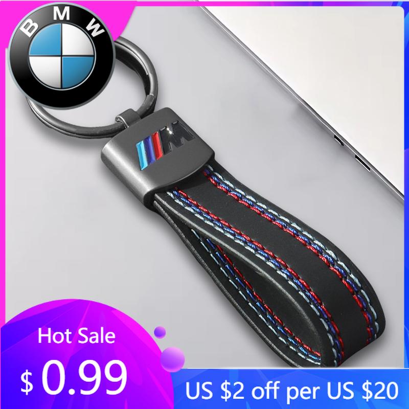 BAGD7 2026 Car Sticker Fashion M Sport Styling Leather Car Emblem Key Fobs Key Chain for Bmw M Performance G30 G32 3 4 5 7 M3 M4 M5 X1
