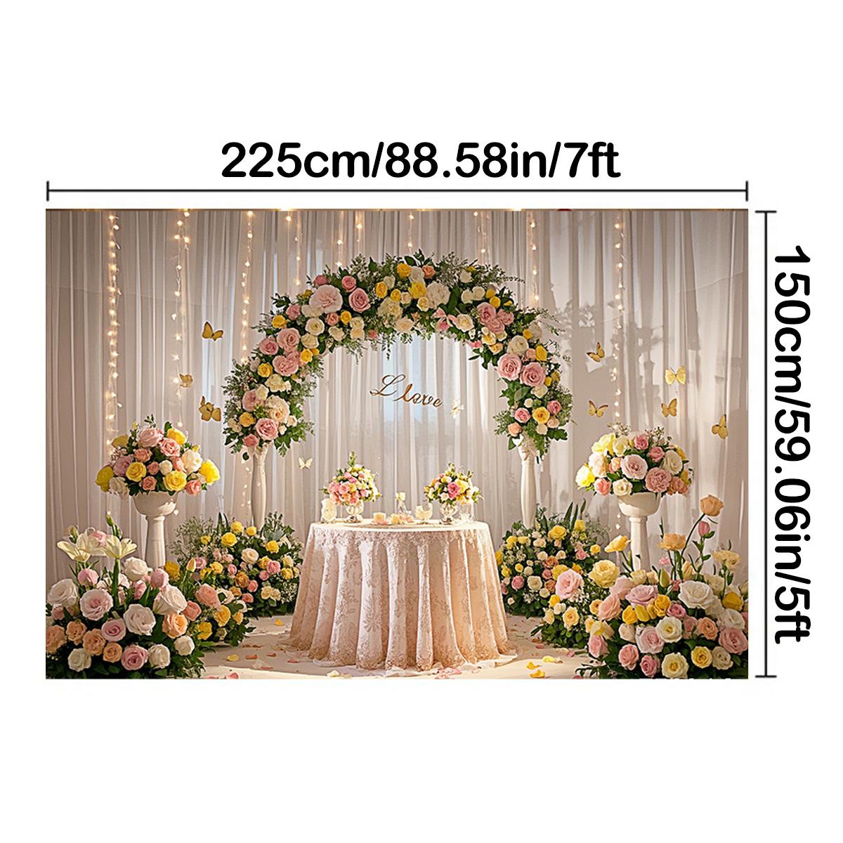 

1 шт. Элегантный цветочный арочный полиэстеровый фон для свадеб, праздничных вечеринок, домашних и садовых торжеств, студийного фона и мероприятий на открытом воздухе 225*150cm