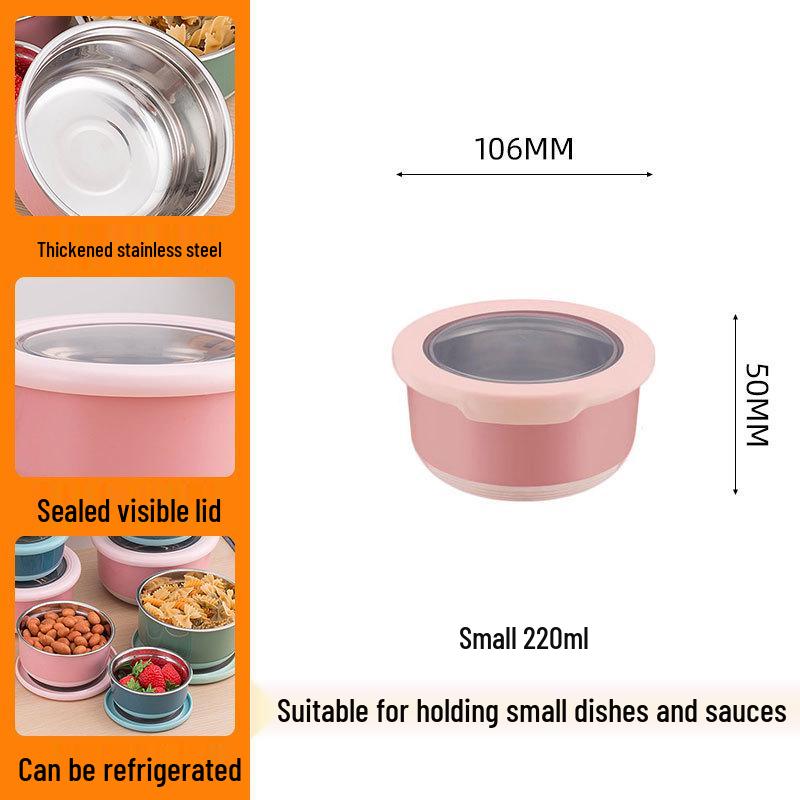 Stainless Steel Food-Grade Sealed Soup & Bento Bowl for Refrigerator