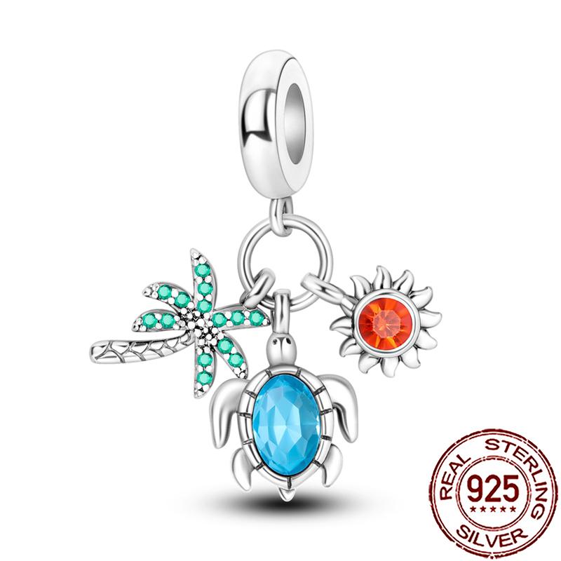 Uroki Oceanu Miedziana Rozgwiazda Muszla Ślimaka Ośmiornica Żółw Morski Ryba Koraliki Pasują do Bransoletki Naszyjnika Kobiety DIY Biżuteria