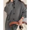 Herbst Winter Mode Rollkragen Strickjacke Damen Pullover Einreihig Einfarbig Lässig Locker Langärmlig Strickjacken Büro Elegant Mäntel