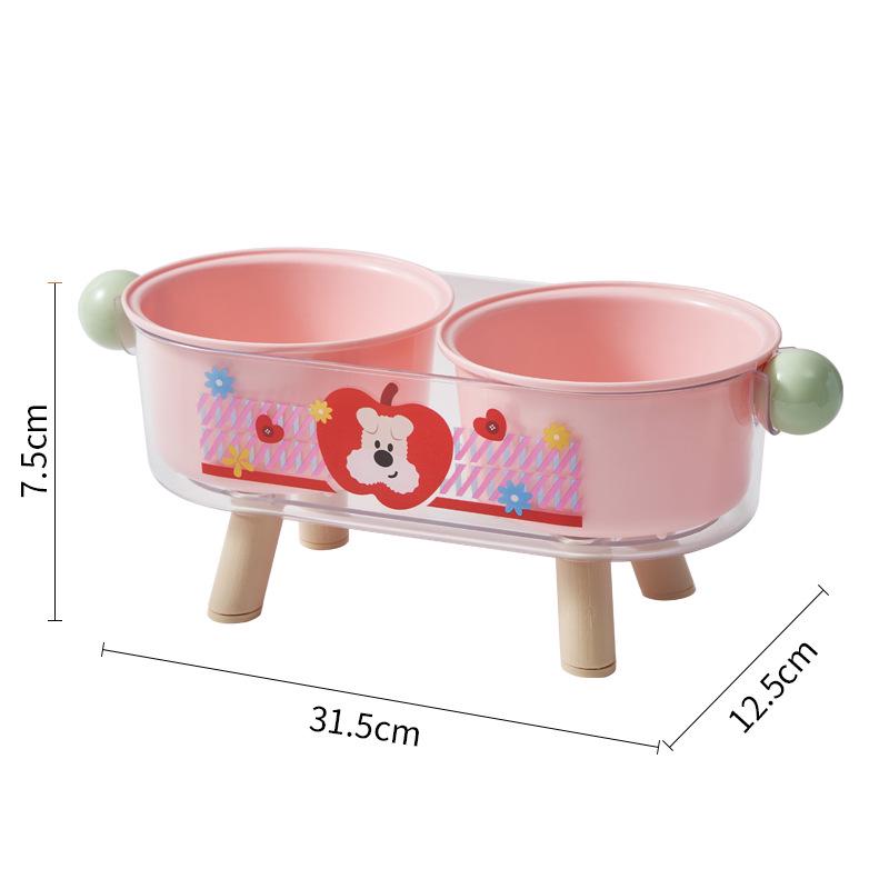 Stainless Steel Elevated Anti-Slip Double Pet Bowl with Cervical Protection
