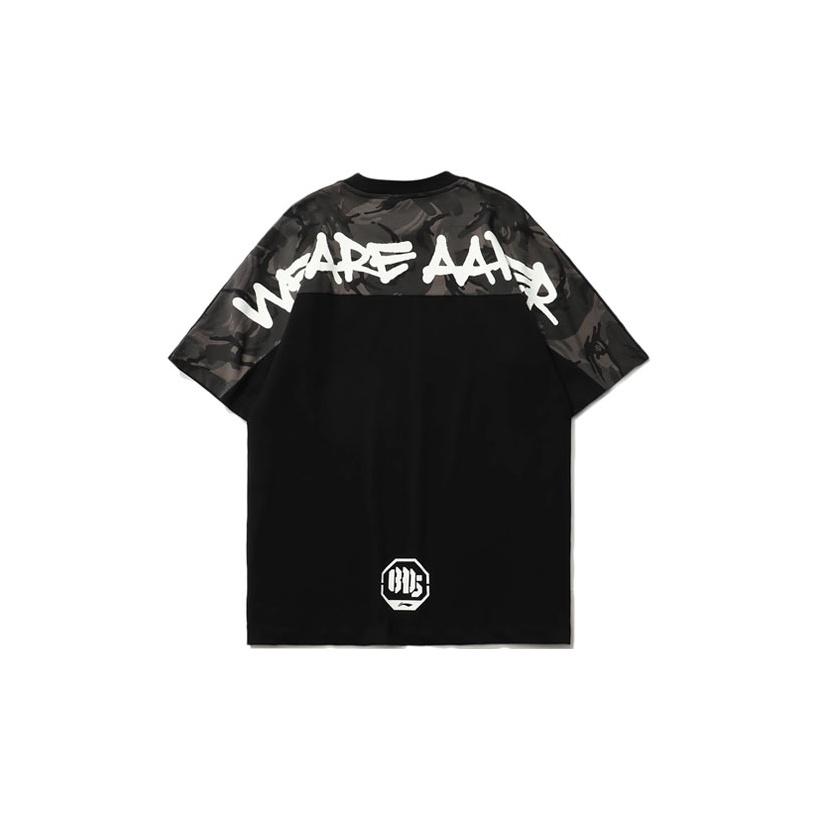 Collaborazione Li Ning X Aape Serie Badfive Basket Tema Astuzia Stampa Testa di Scimmia Maglietta Larga a Maniche Corte Spalla Scesa Uomo T-Shirt AHSR745-1