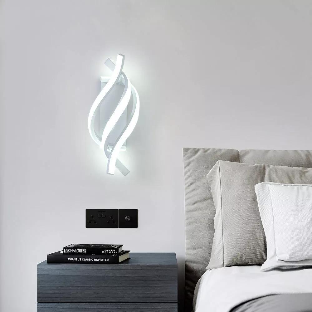 12W LED Wall Lamp White Modern Indoor Wall Light Creative Sconce Bedroom 6500K