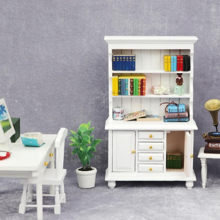 Portable 1 12 Scale Miniature Sturdy Wood Bookcase Dollhouses Furniture Three Layers Display Decoration for Kids