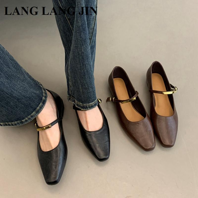 New Fashion Footwear Flats Ballet Shoes Brand Designer Women Casual Loafer Mary Janes Shoes Square Toe Ballerina Soft Shoe Mujer
