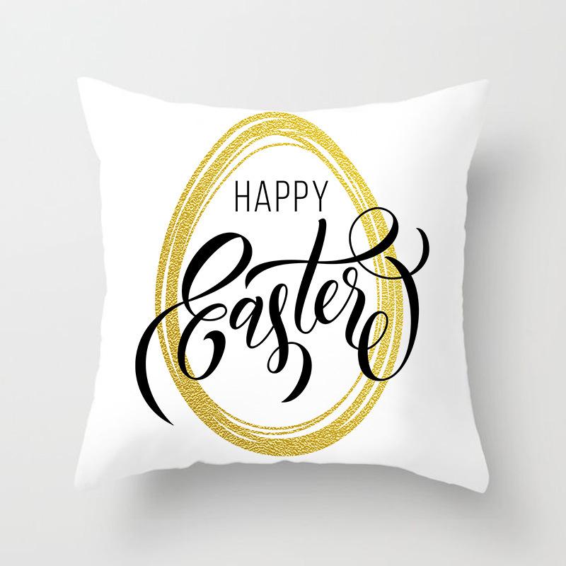 

New Easter Atmosphere Home Pillowcase Golden Rabbit Letter Pattern Sofa Pillow Cushion Cover 45*45cm