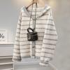 Women's Striped Hooded Wool Blend Sweater