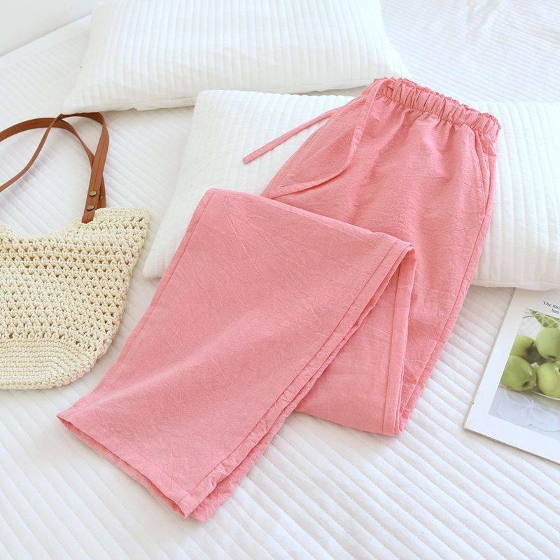 

Women s Pure Cotton Pajama Pants - Spring/Summer, Loose, Plus Size, Washed Cotton, MUJI Style, Suitable for Indoor/Outdoor Wear 2XL
