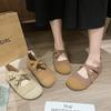 Ballet shoes retro cross-strap single shoes women's flat-soled small leather shoes grandma shoes spring new Mary Jane women's shoes