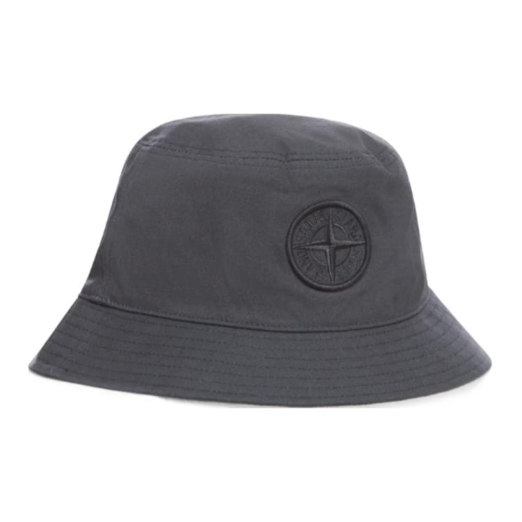 STONE ISLAND Logo Cotton Fisherman Hat Unisex Hats Black 811598161-V0029