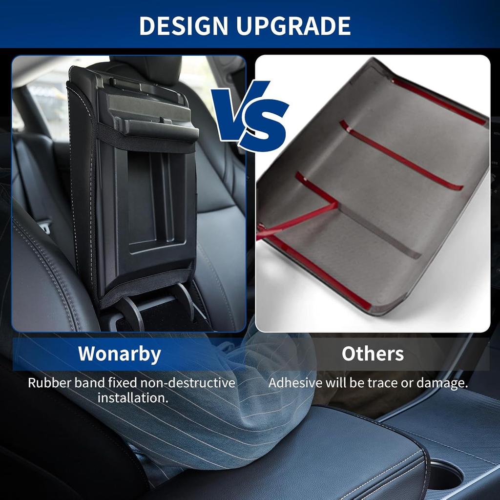 Tesla Model 3/Y Armrest Accessories - Wonarby Center Console Cover for Tesla - Car Armrest Box Cover Decoration Interior for Model 3 2017- 2024 2025