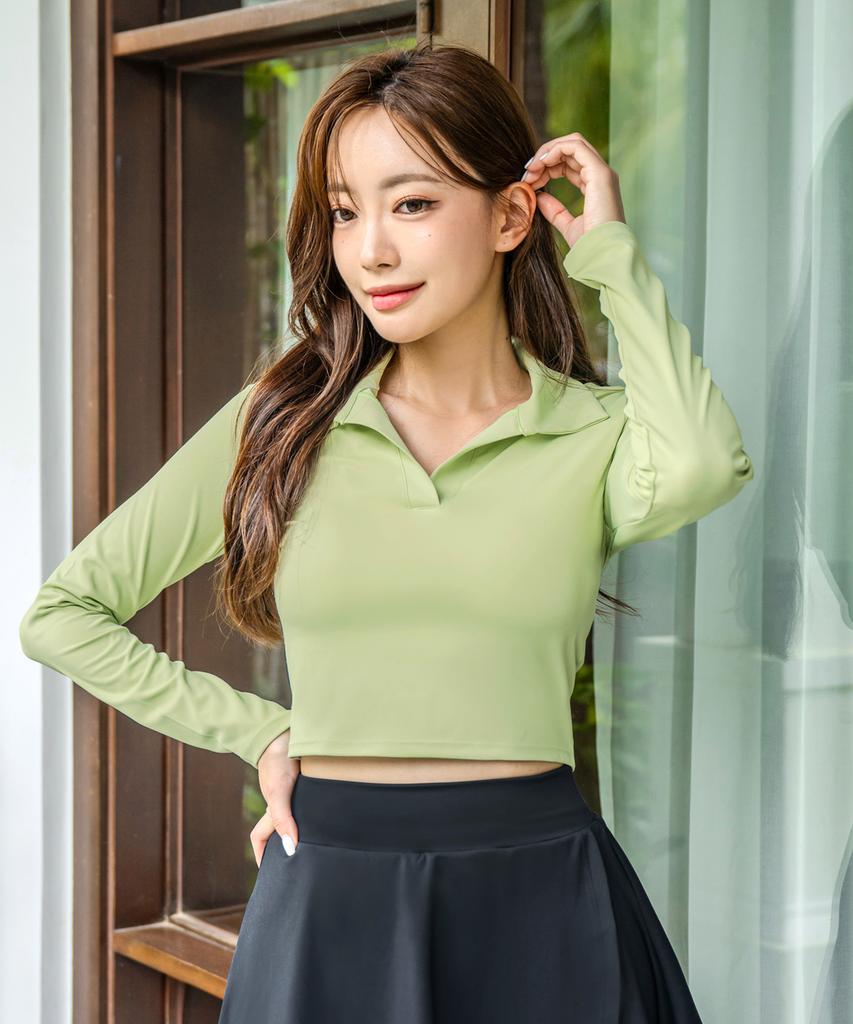 Helingbon Women'S Long Sleeve Crop Slim Fit Rash Guard Beachwear Top (3 Colors) / Ri377W
