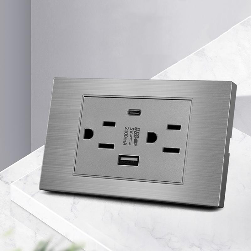 5V 2.1A Usb Type-C Charger Thailand Standard 118Mm Household Panel Thai Universal Wall Switch Power Switch Socket Series