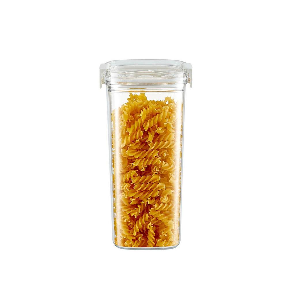 Single-Button Vacuum-Sealed Transparent Storage Jar - Square Plastic Container for Snacks and Grains