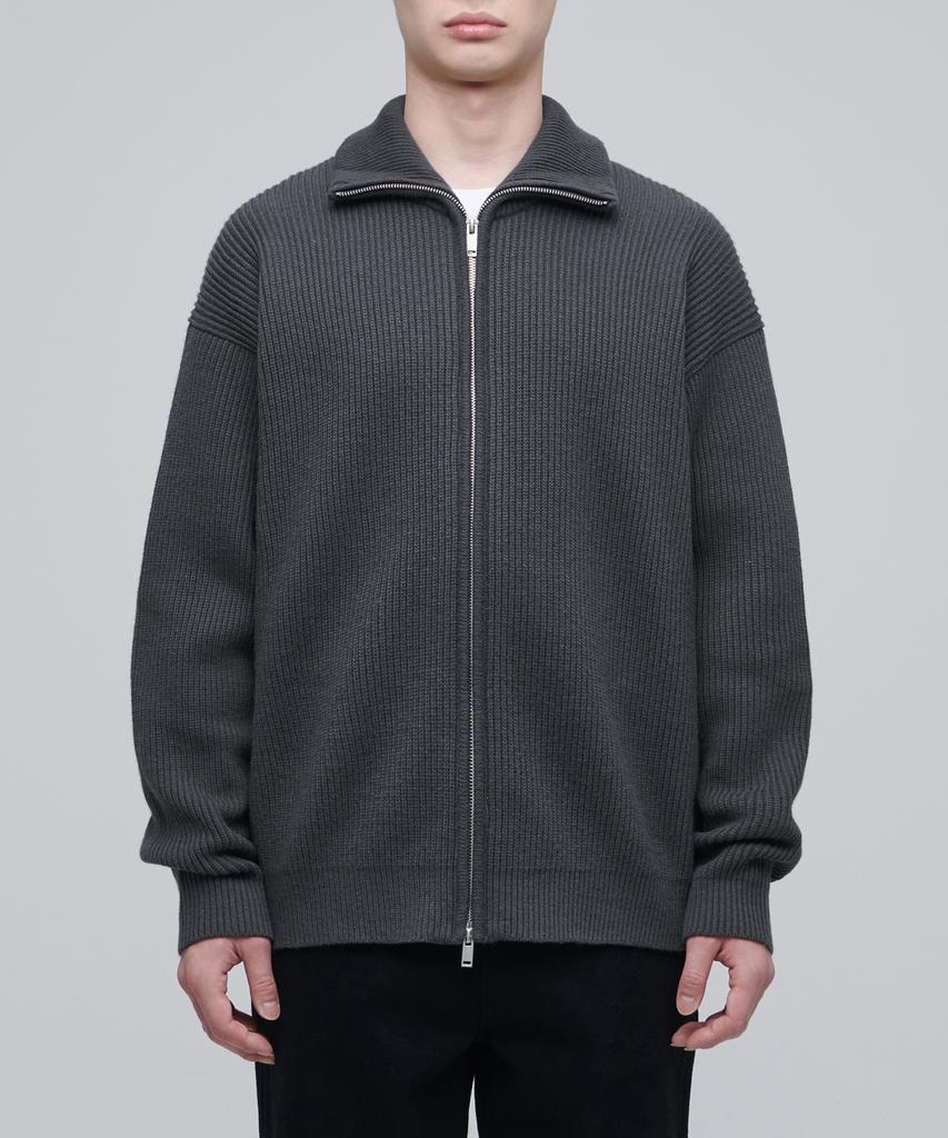 Musinsa Standard Relaxed Ribbed Knit Zip-Up [Gray]