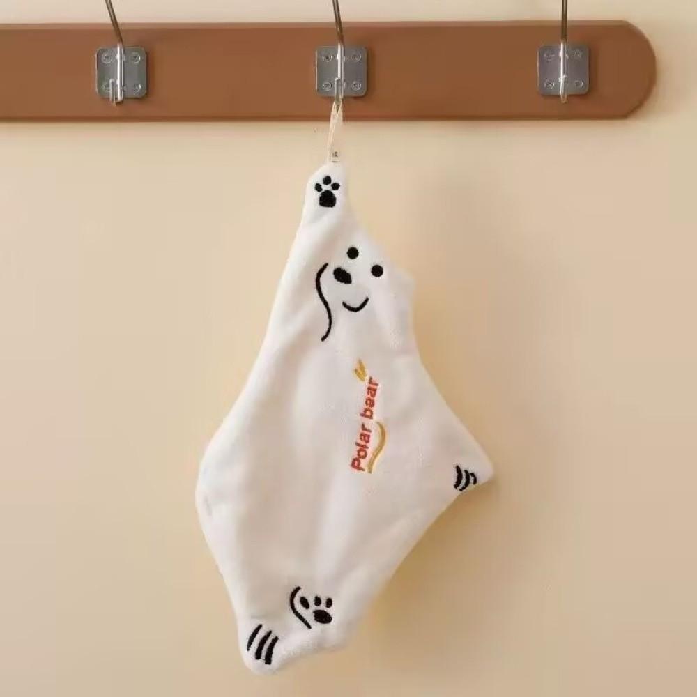 

Cute Cartoon Polar Bear Hand Wiping Towel Thickened Coral Fleece Kitchen Towel Quick Drying Super Absorbent Wiping Cloth белый