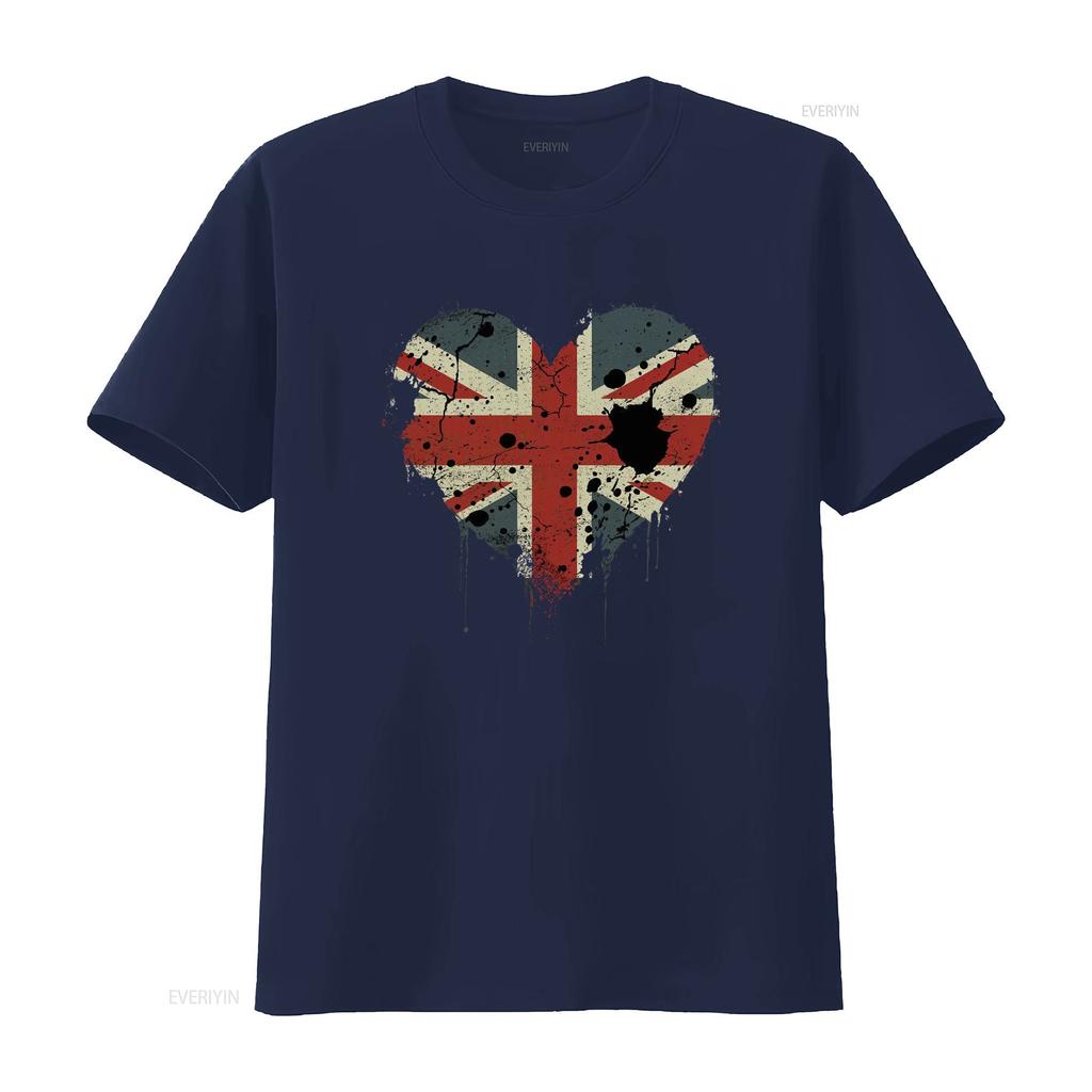 Stylish Love British Flag Union Jack Great Britain Team GB Mens Cotton T Shirt Vintage Washed Designer Clothes Breathable
