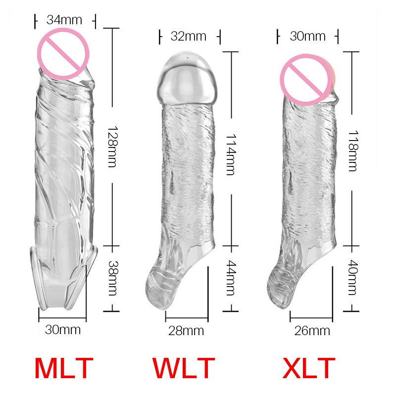 Reusable Condoms Crystal Cover Extend Condoms Delay Ejaculation Enhancer Penile Restraint Sex Toys