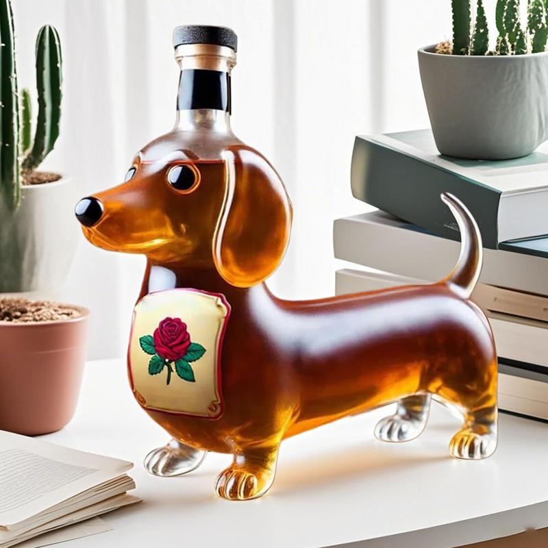 Dachshund Dog Whiskey Bottle 3D Sculpted Dachshund Shape Whiskey Glass Tumbler Dachshunds Decanter for Bar Home Office Decor