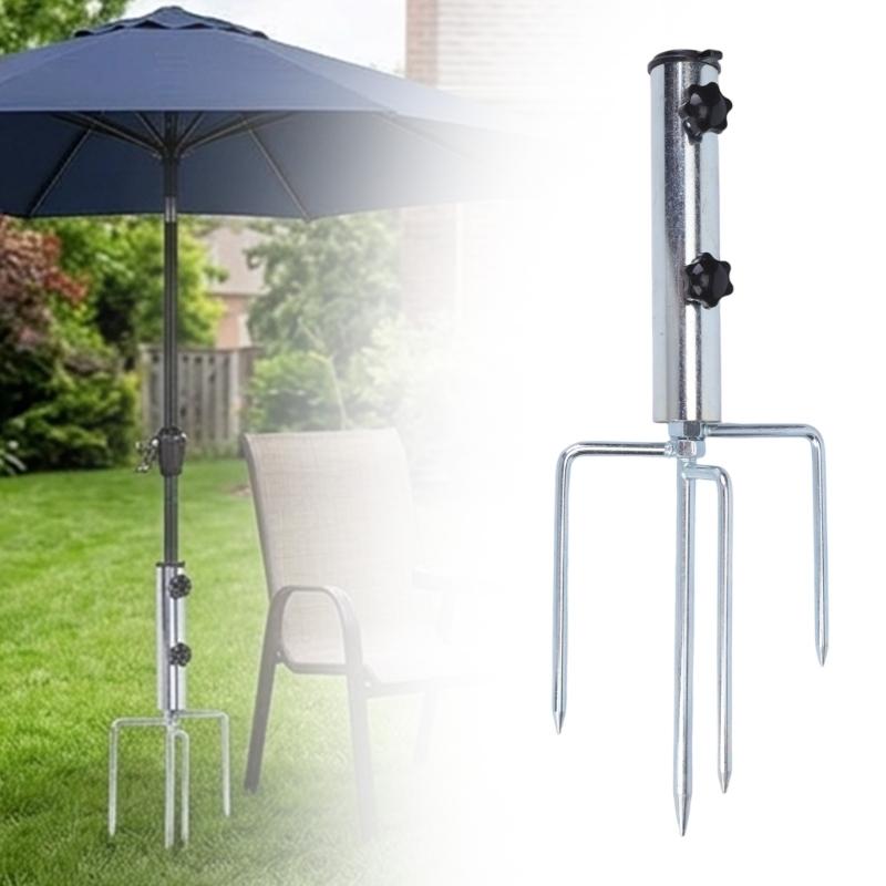 Supporto da Terra in Metallo Staccabile Portabastone con Gancio Bianco Set Manopole Girevoli Quotidiano per Uso all'Ombra in Giardino