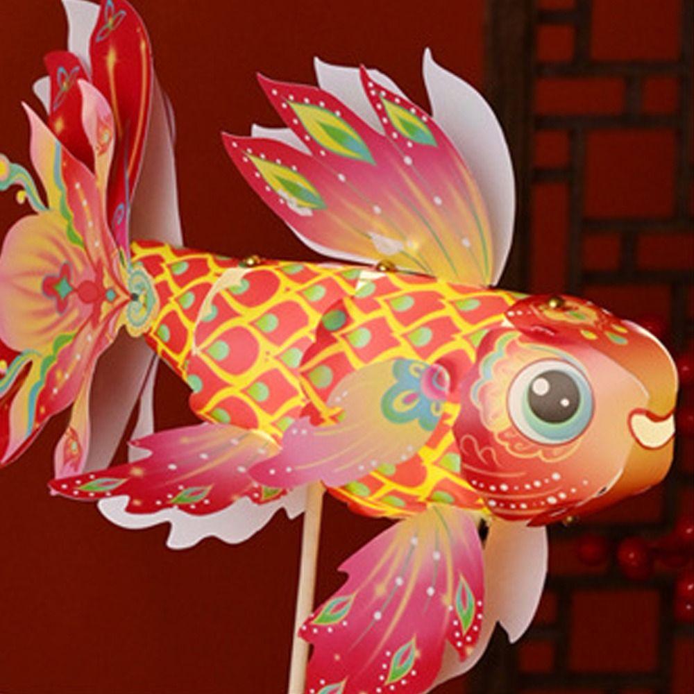 Chinese Traditional Handheld Fish Lantern Ancient Style Luminous Goldfish Light  Celebration