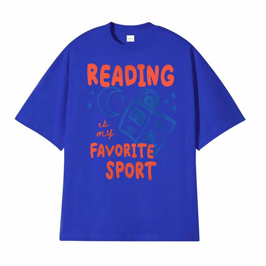 Reading Is My Favorite Sport Funny Graphic T Shirt Unisex Women Fashion High Quality Tshirts Oversized Vintage 100 Cotton TShirt