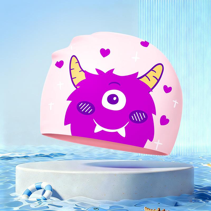 New Children's Cartoon Swimming Cap Cute Dolphin Waterproof Ear Protection Swimming Caps Kids Hot Spring Swimming Equipment