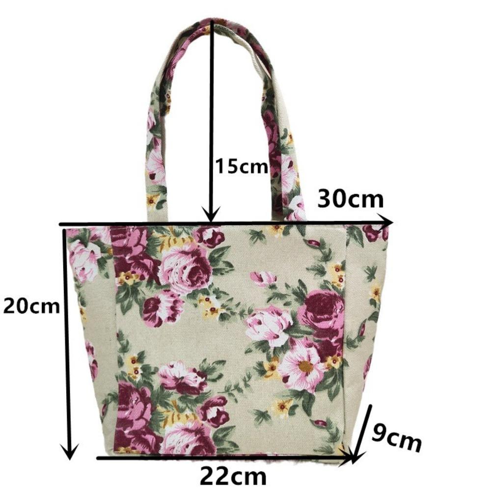 New Fashion Flower Printed Lunch Bag Portable Canvas Handbag Jacquard Zipper Canvas Bag Women