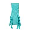 2026 Womens Off-Shoulder Tube Top Bodycon Asymmetrical Hem Pleated Maxi Dress Solid Color Street Chic