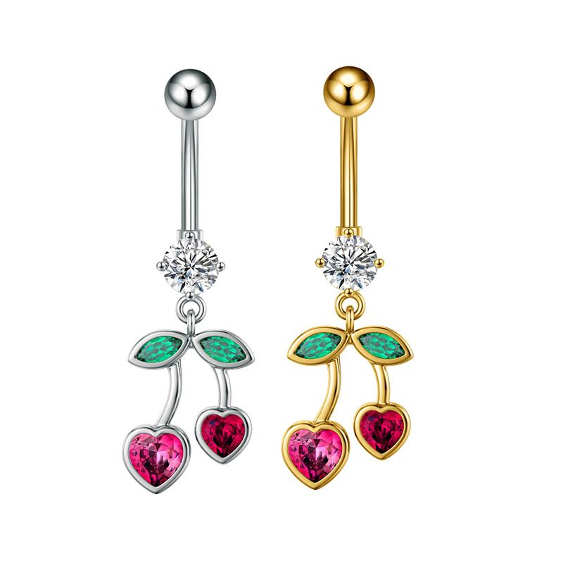 Heart Flower Long Pendant Belly Button Ring For Women Girls Body Piercing Belly Ring Stainless Steel Belly Button Ring