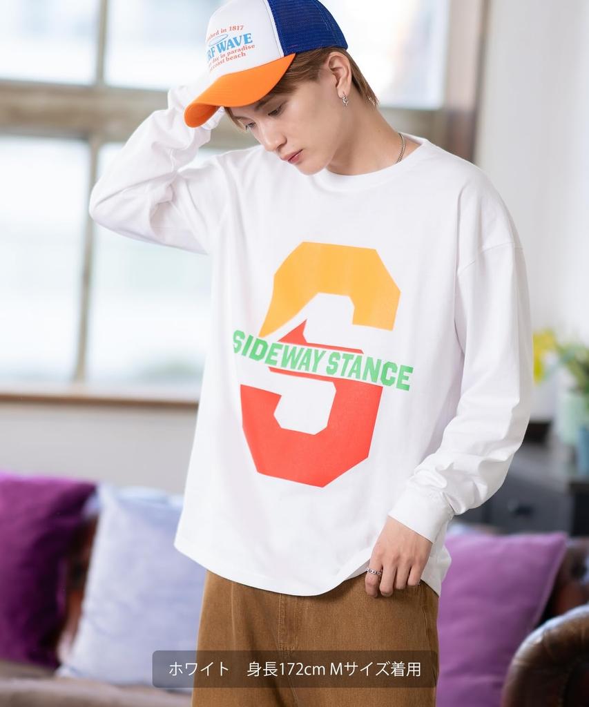 IMPROMES Casual SIDEWAYSTANCE S College Logo Long Sleeve T-Shirt, Men's, White