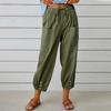 2023 Women's High-Waist Cotton Linen Wide-Leg Pants with Button Detail