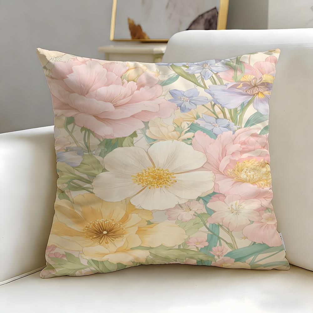 Light Pink Gentle Petals Cushion Cover Soft & Easy-Wash Pillow Case – Versatile For Couch, Bed, Travel And Office