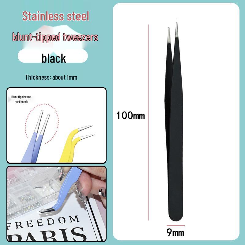 Colorful Stainless Steel Curved Tweezers for False Eyelashes and Planner Clips