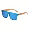 New Men Square Casual Glasses Wood Grain Spring Hinges Eyeglasses Uv400 Protection Unisex Outdoor Daily Eyewear