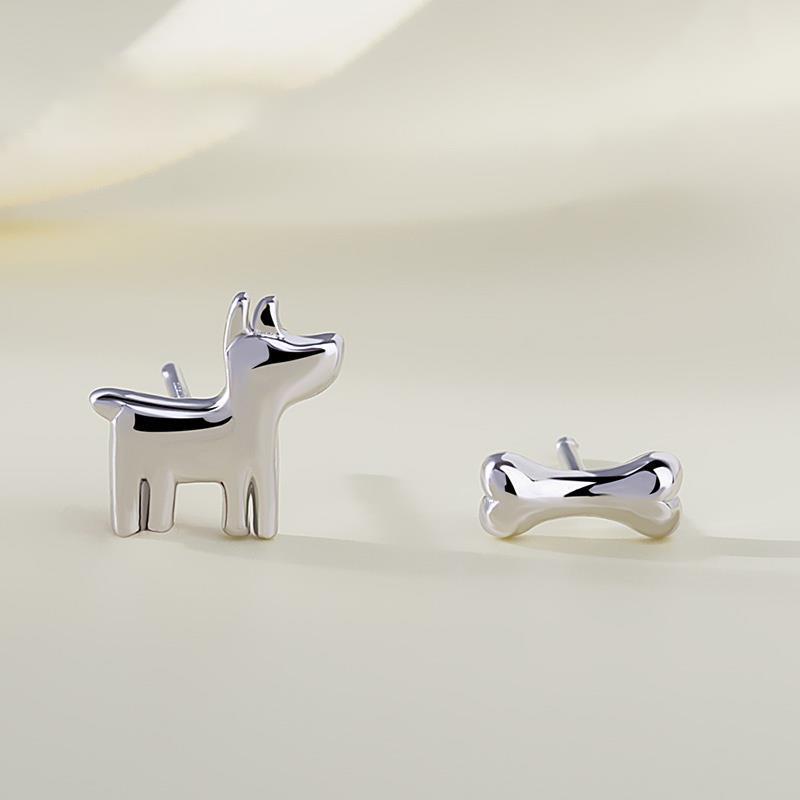 Asymmetric Dog Bone Shape Stud Earrings Cute Fashion Jewelry For Women